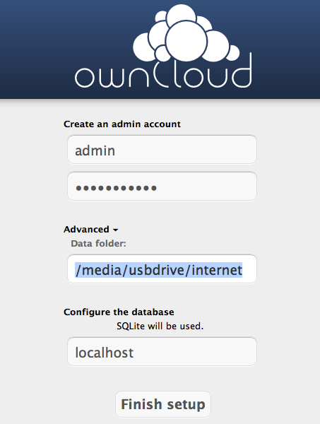 Paramètres de configuration de Owncloud