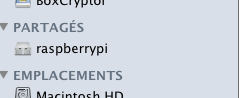 Le Raspberry Pi dans le Finder